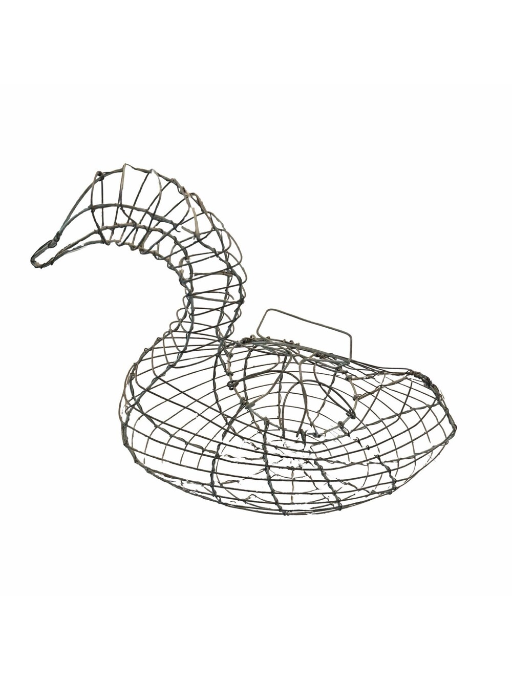 Vtg Wire Goose Duck Shaped Egg Basket 12 x 14 Farmhouse Decor Farmhouse Rustic
